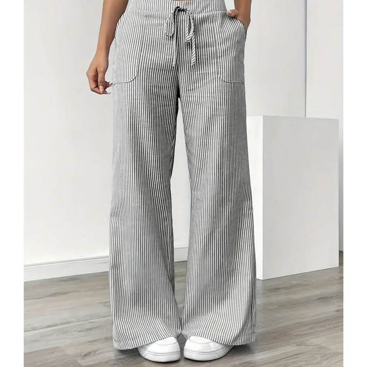 Women’s Wide Leg Pants with Drawstring Waist Striped Loose Fit