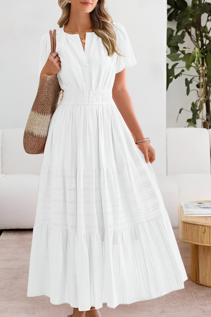 Women's Gathered Waist Dress Short Sleeve Tiered