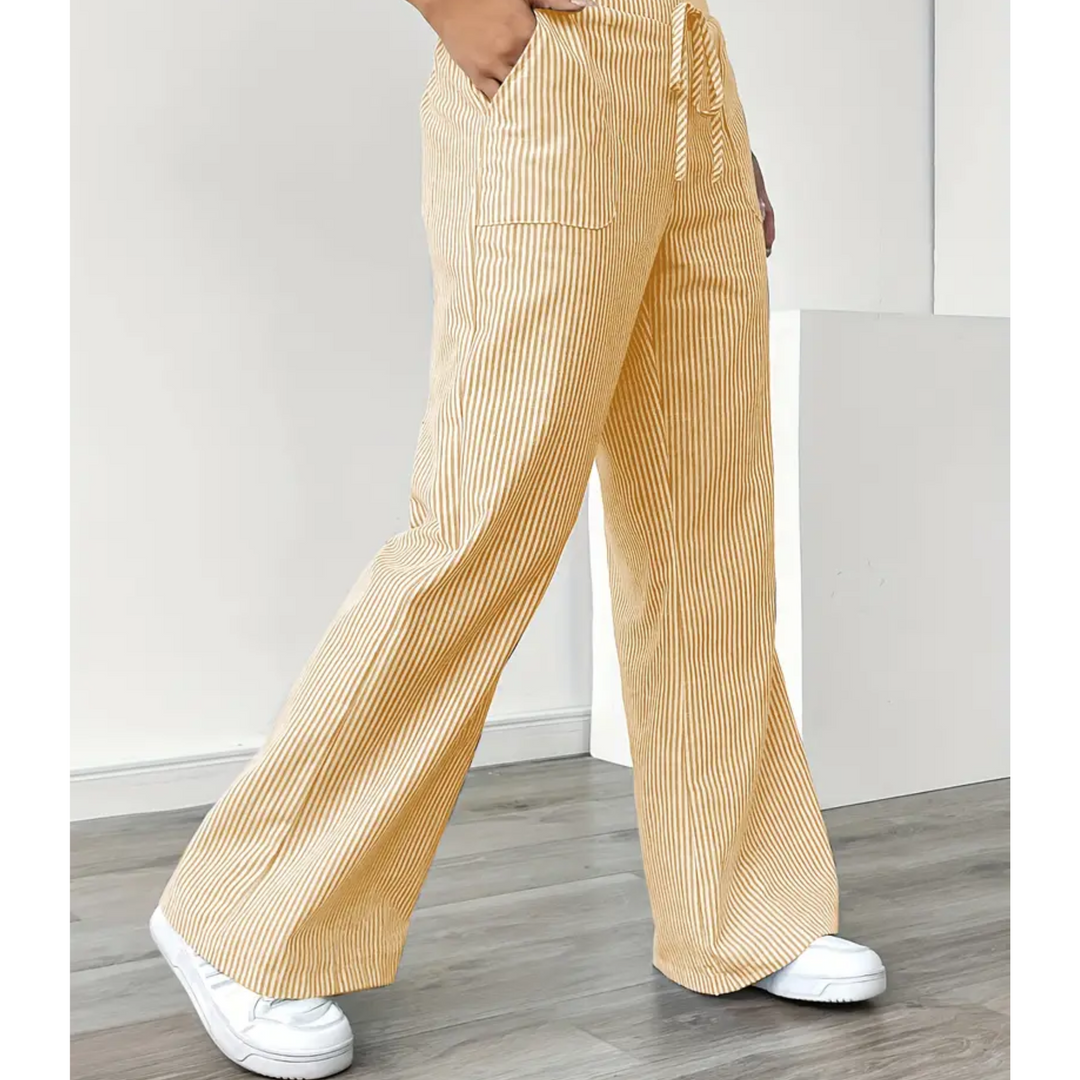 Women’s Wide Leg Pants with Drawstring Waist Striped Loose Fit