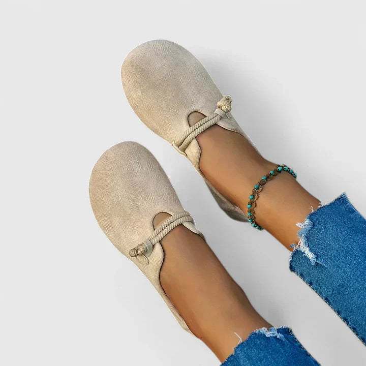 Women's Slip On Flat Shoes with Round Toe and Rope Detail