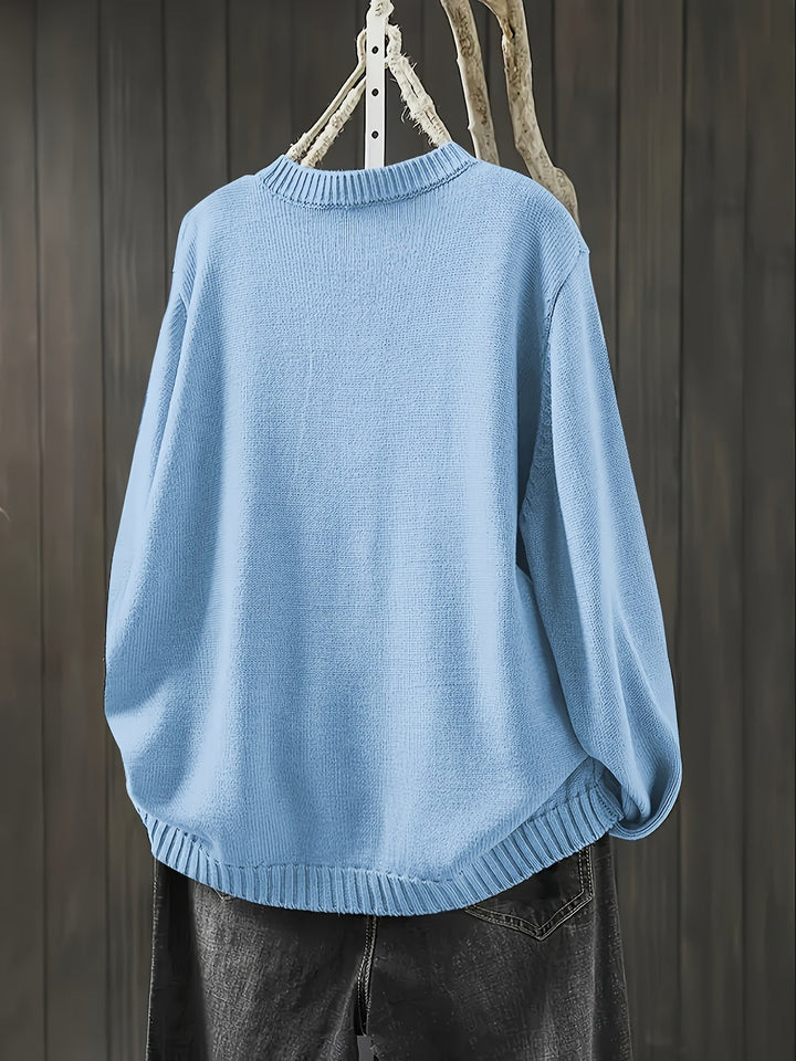 Women's Button Front Cardigan with Round Neckline