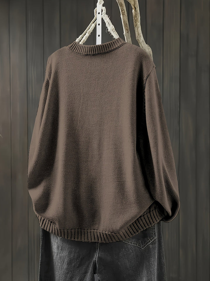 Women's Button Front Cardigan with Round Neckline