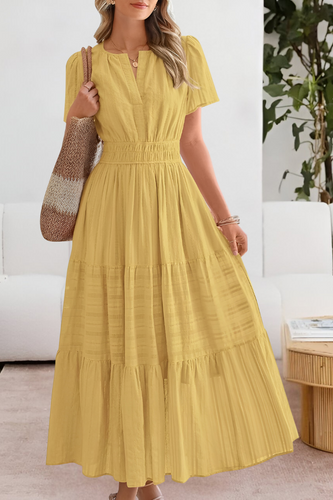 Women's Gathered Waist Dress Short Sleeve Tiered