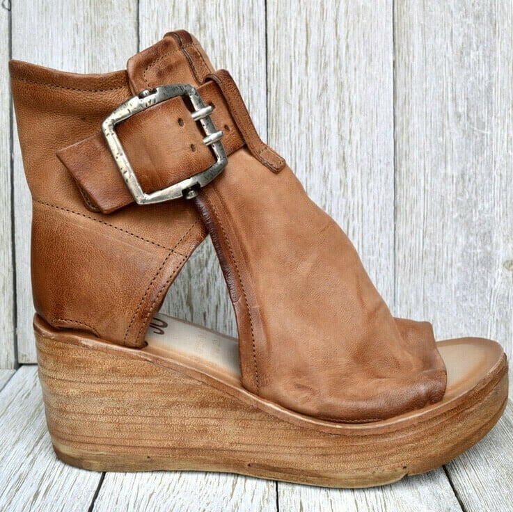 Women's Open Toe Heels with Wedge Platform Ankle Strap