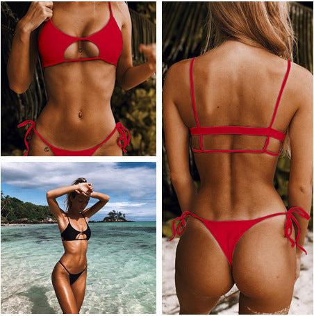 Women Cut-Out Bikini Set with elegant neckline and side lacing StylebySassy
