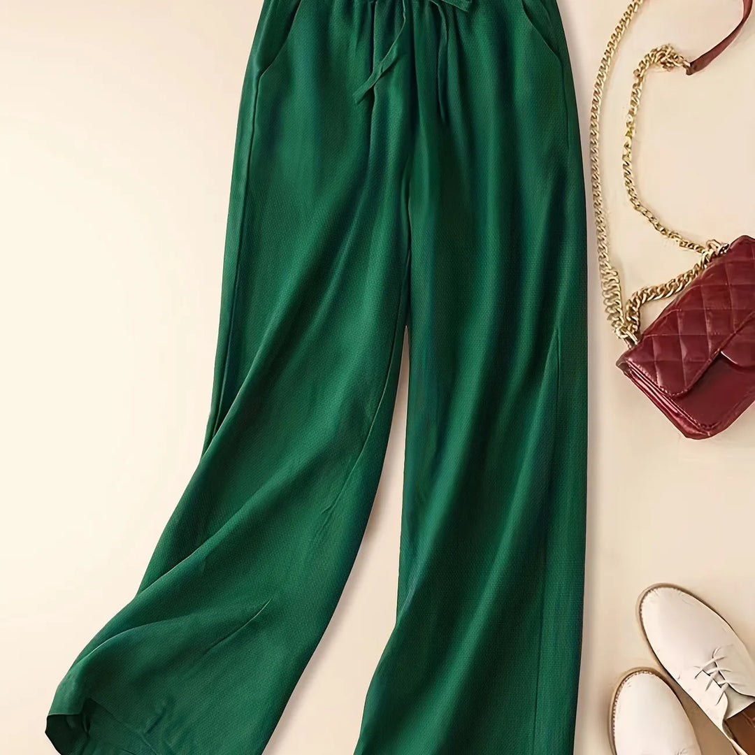 Women's Wide Leg Pants with Drawstring Waist Pull-On