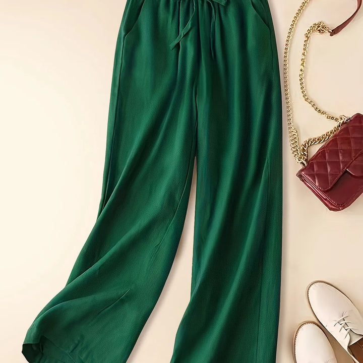 Women's Wide Leg Pants with Drawstring Waist Pull-On