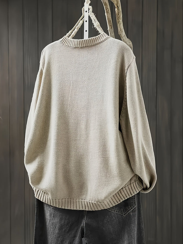 Women's Button Front Cardigan with Round Neckline