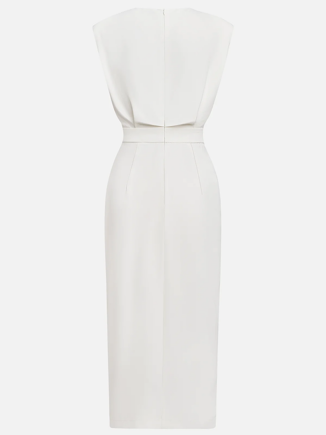 Women's Structured Midi Dress with Side Button Detail and Front Slit