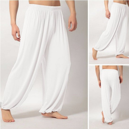 Men's wide harem pants made of flowing viscose blend with elastic comfort waistband and balloon legs StylebySassy