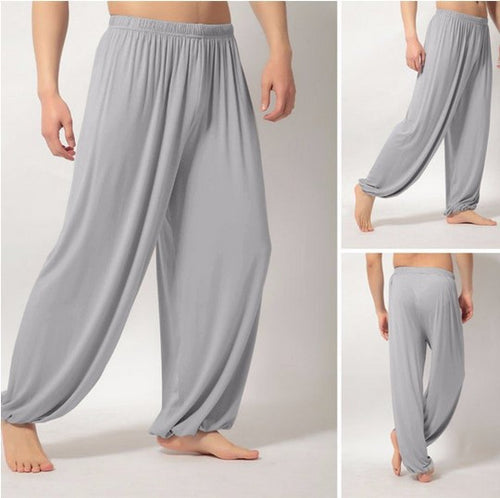 Men's wide harem pants made of flowing viscose blend with elastic comfort waistband and balloon legs StylebySassy