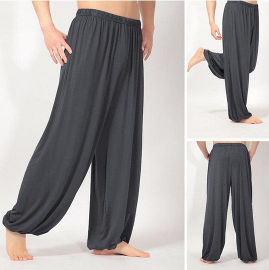 Men's wide harem pants made of flowing viscose blend with elastic comfort waistband and balloon legs StylebySassy