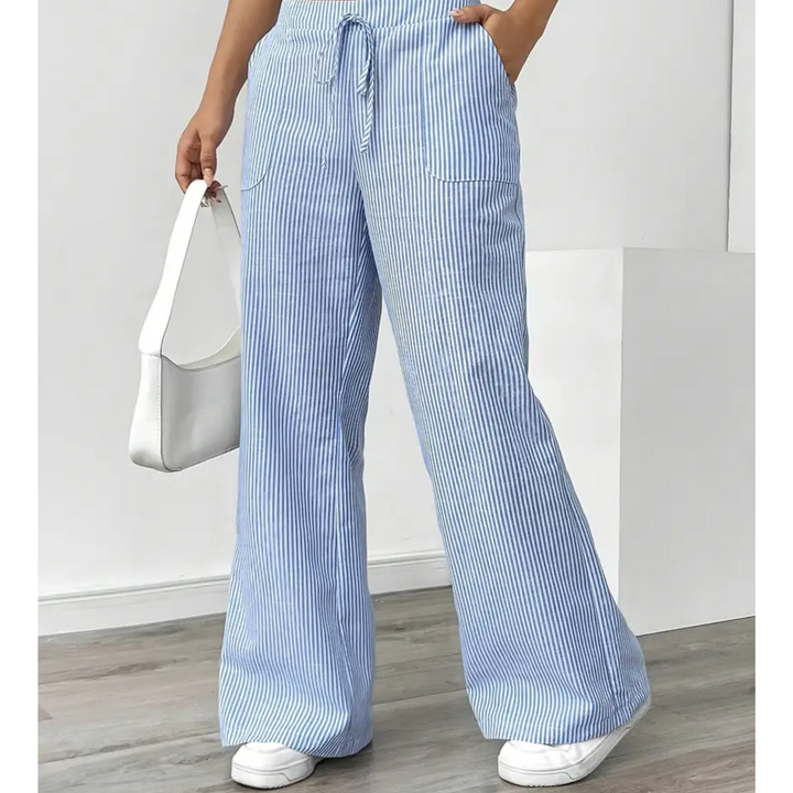 Women’s Wide Leg Pants with Drawstring Waist Striped Loose Fit