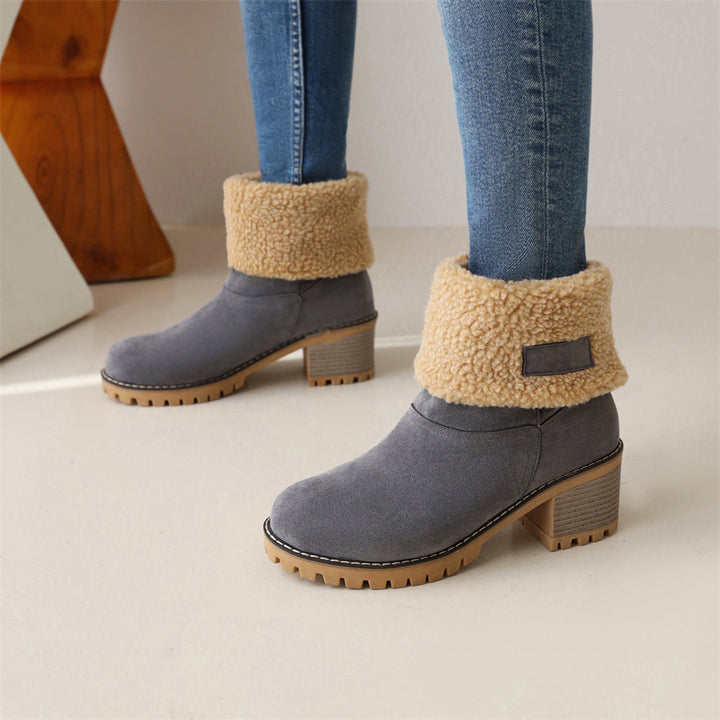 Women's Lined Cuff Ankle Boots with Block Heel