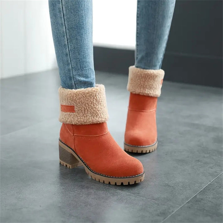 Women's Lined Cuff Ankle Boots with Block Heel