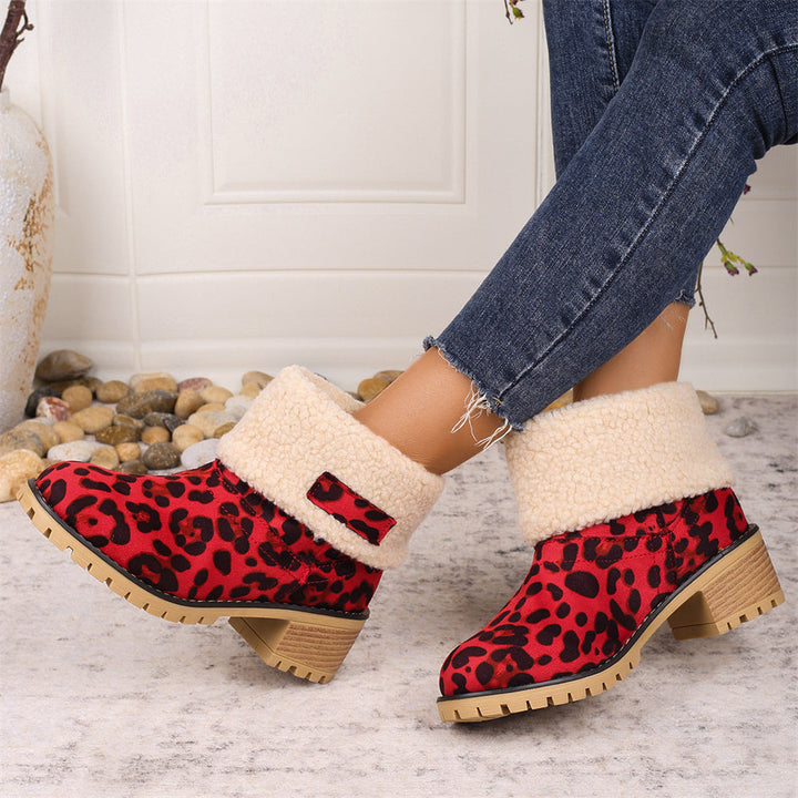 Women's Lined Cuff Ankle Boots with Block Heel
