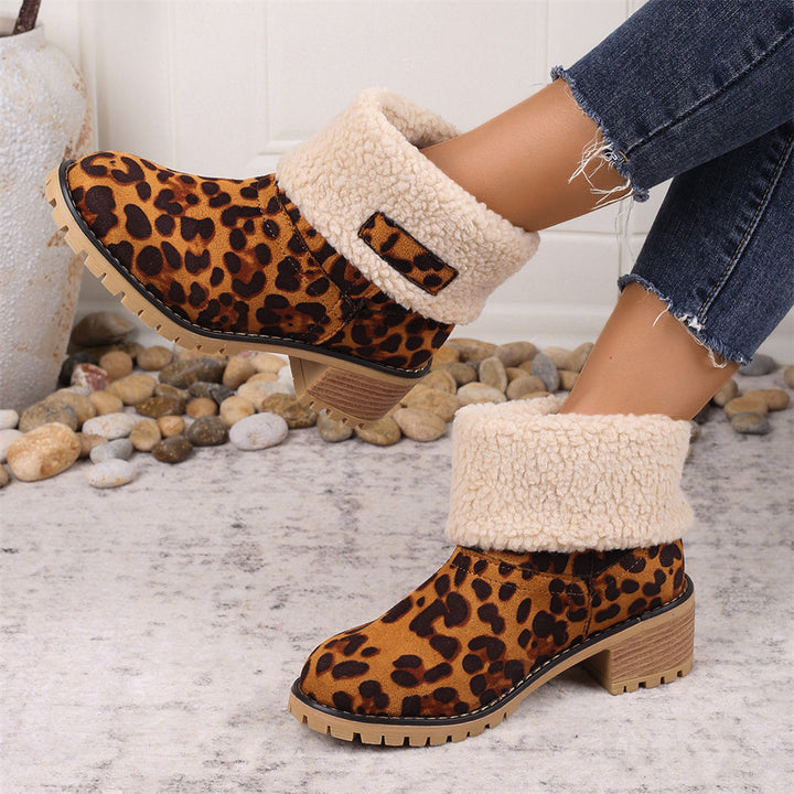 Women's Lined Cuff Ankle Boots with Block Heel