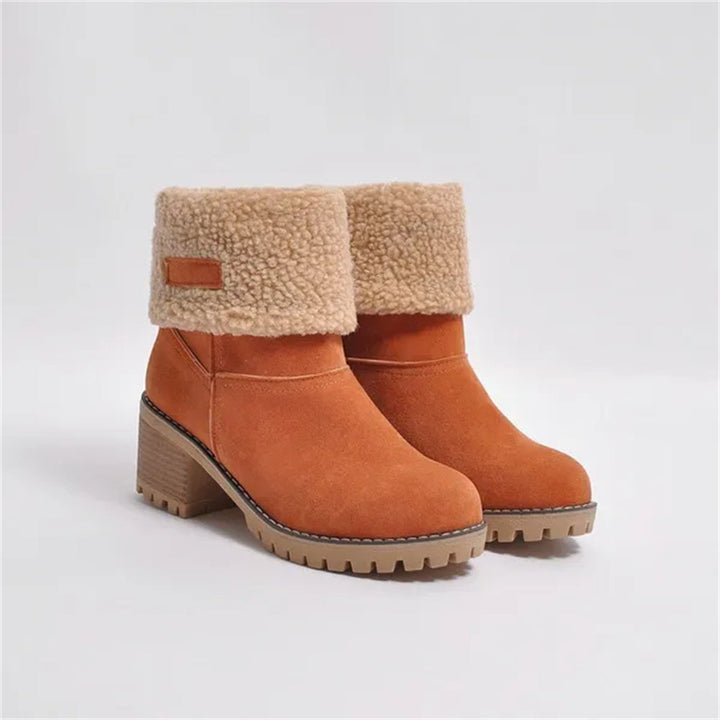 Women's Lined Cuff Ankle Boots with Block Heel