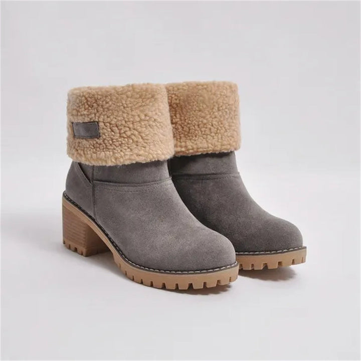Women's Lined Cuff Ankle Boots with Block Heel