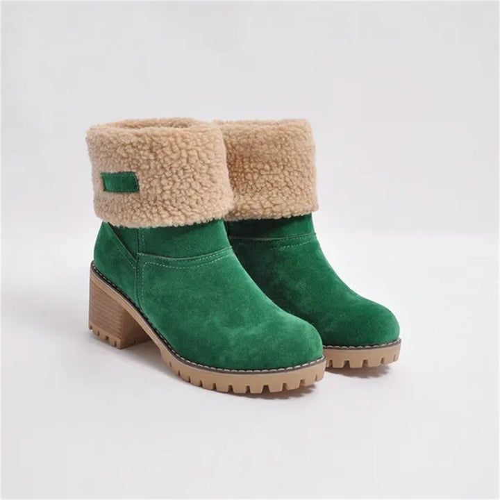 Women's Lined Cuff Ankle Boots with Block Heel