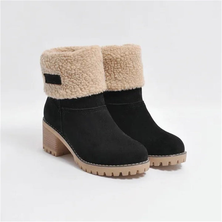Women's Lined Cuff Ankle Boots with Block Heel