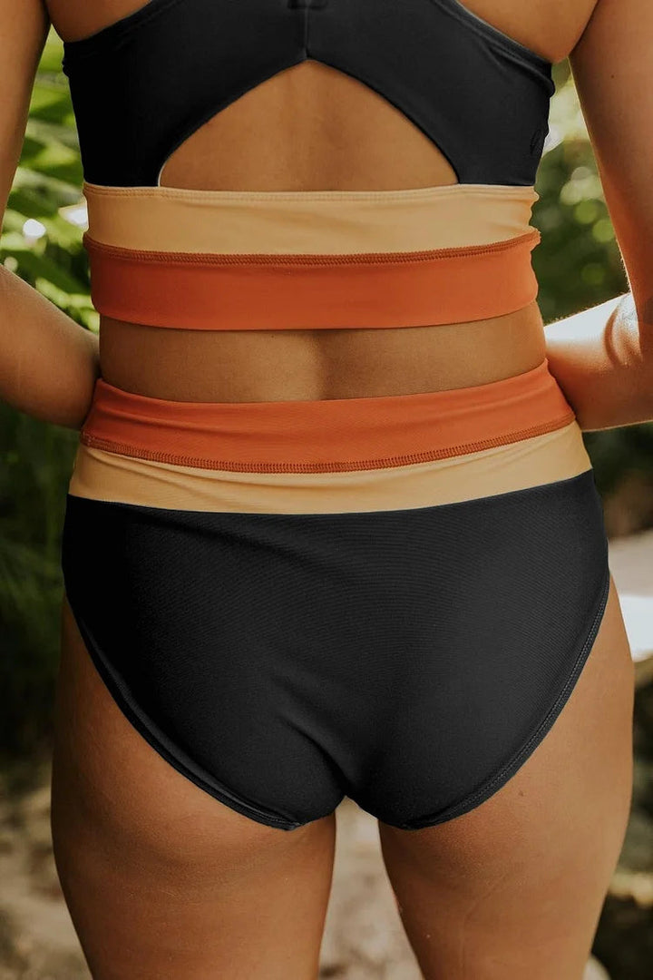 StylebySassy | Black Colorblock Cut Back Bikini Set
