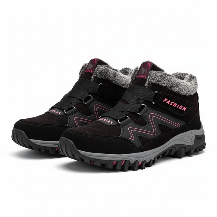 Women's Ankle Boots with Lace-Up and Padded Collar Tread