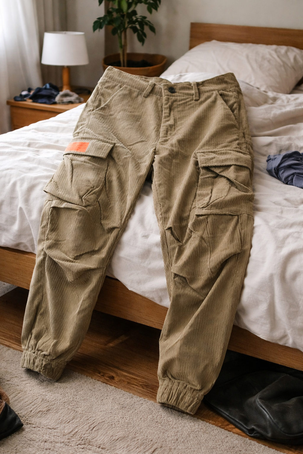StylebySassy Men's Cargo Jogger Cord with Pockets Cuffs