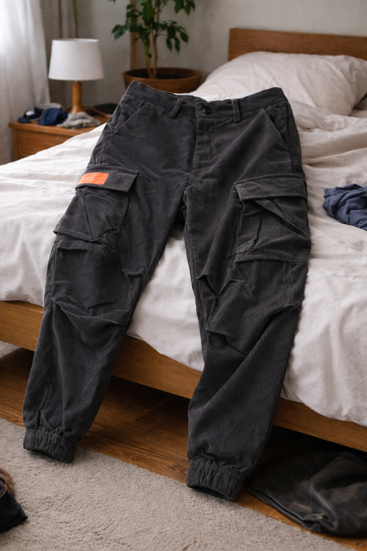 StylebySassy Men's Cargo Jogger Cord with Pockets Cuffs