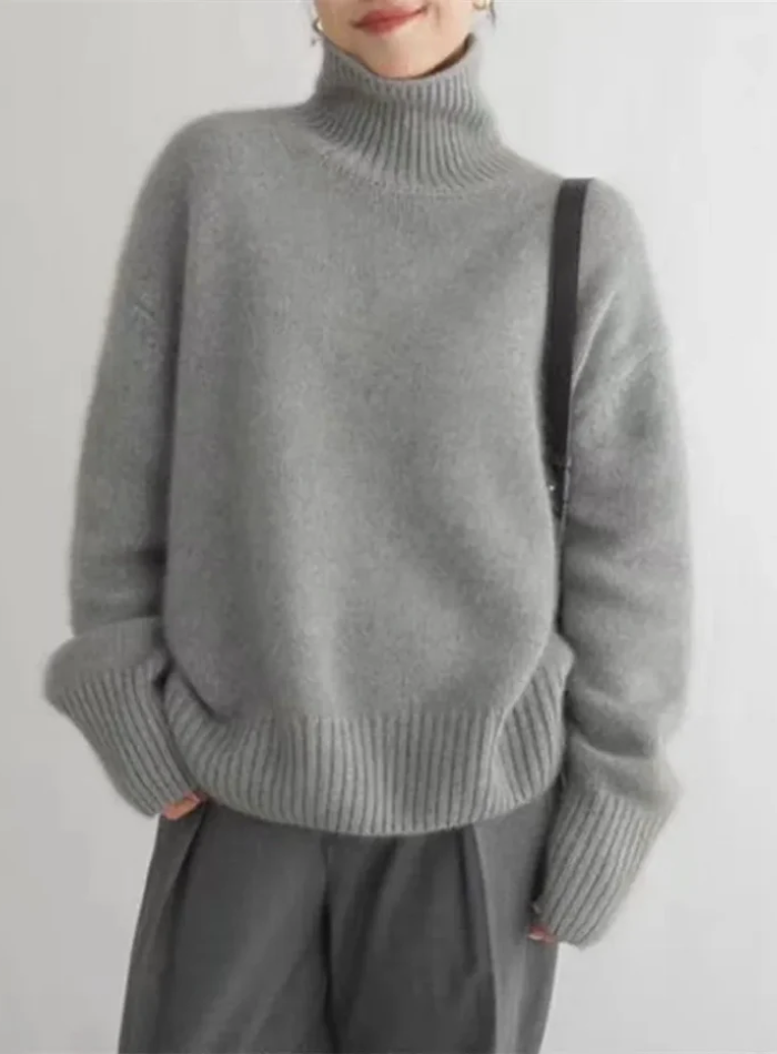 Women's Turtleneck Sweater with Wide Ribbed Cuffs