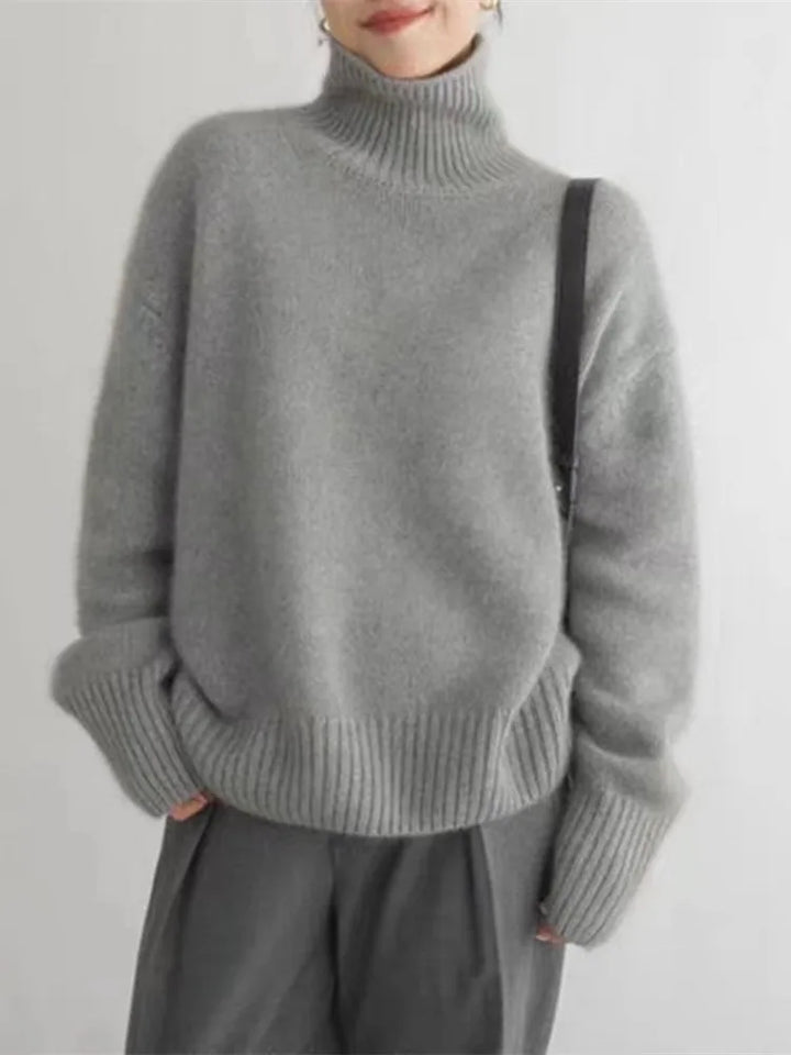 Women's Turtleneck Sweater Oversized Ribbed Cuff
