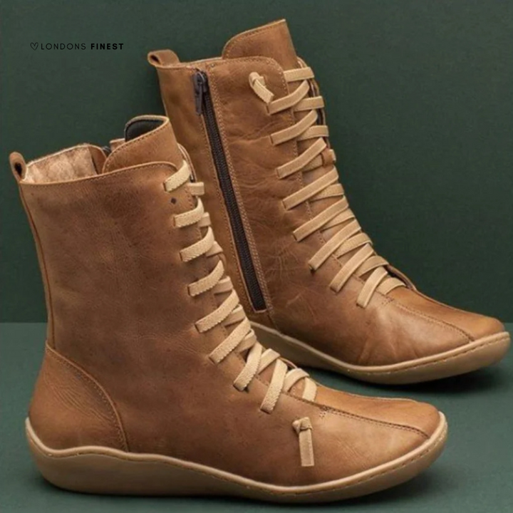 Women's Ankle Boots with Lace-Up Front Side Zipper