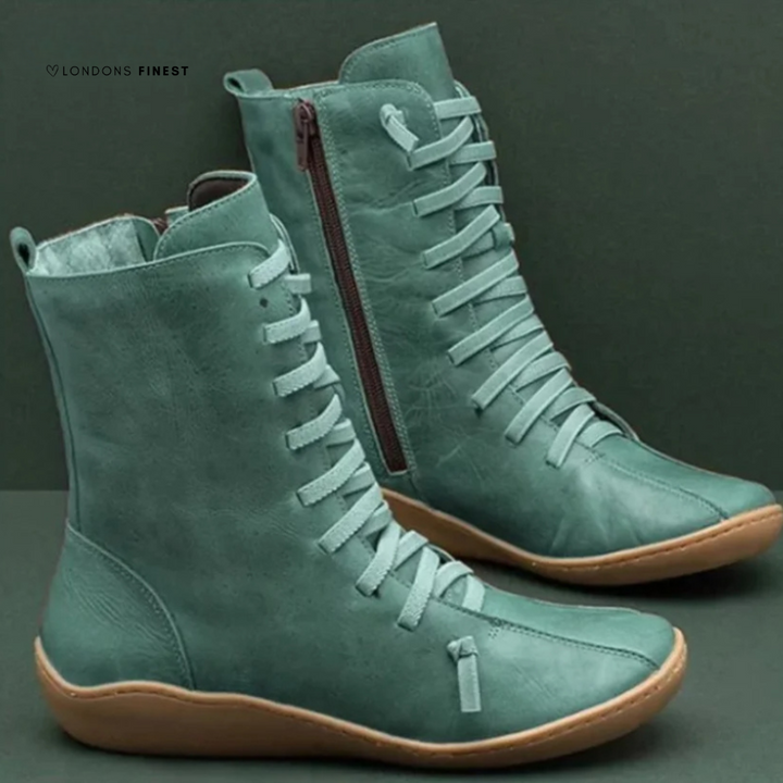 Women's Ankle Boots with Lace-Up Front Side Zipper
