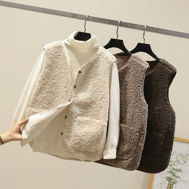 Women’s Vest and Top Set with Button Front Sleeveless Fit