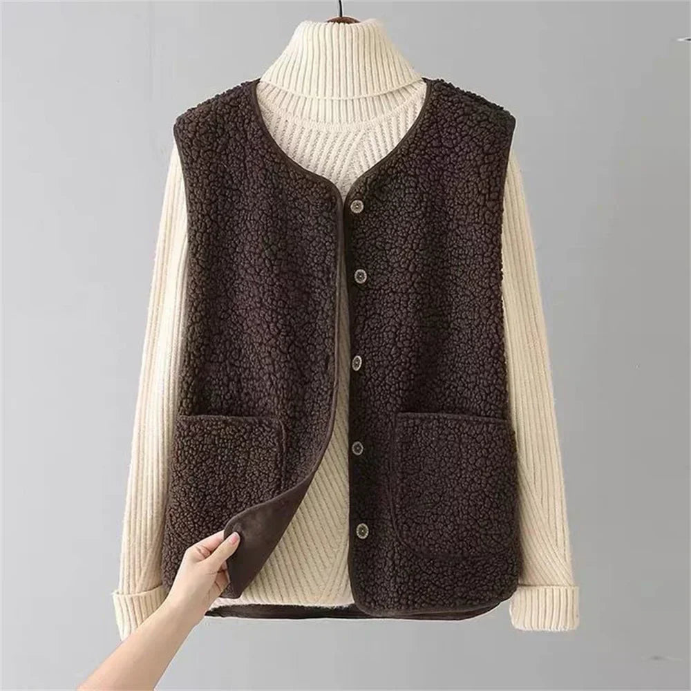 Women’s Vest and Top Set with Button Front Sleeveless Fit