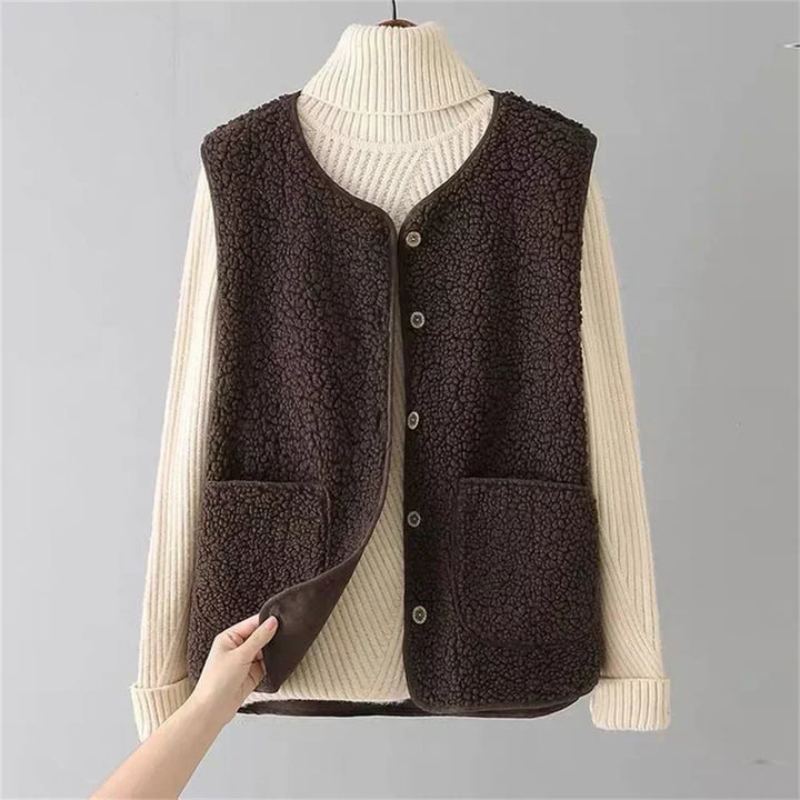Women’s Vest and Top Set with Button Front Sleeveless Fit
