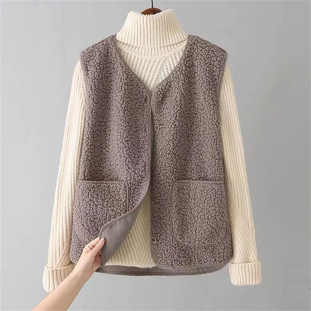 Women’s Vest and Top Set with Button Front Sleeveless Fit