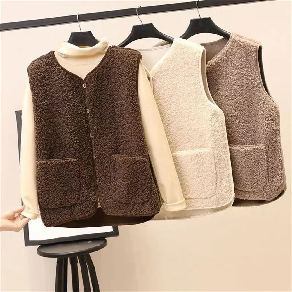 Women’s Vest and Top Set with Button Front Sleeveless Fit
