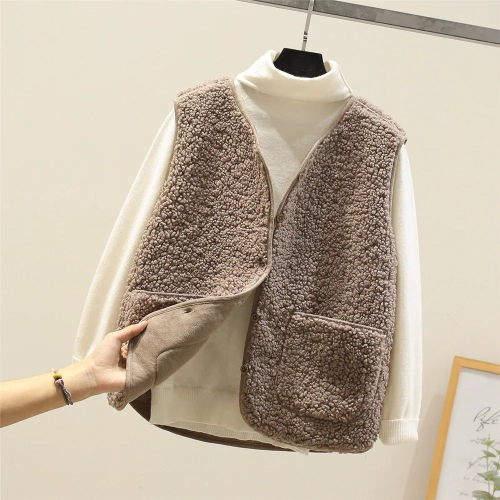 Women’s Vest and Top Set with Button Front Sleeveless Fit