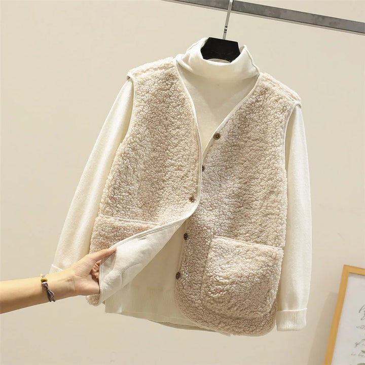 Women’s Vest and Top Set with Button Front Sleeveless Fit