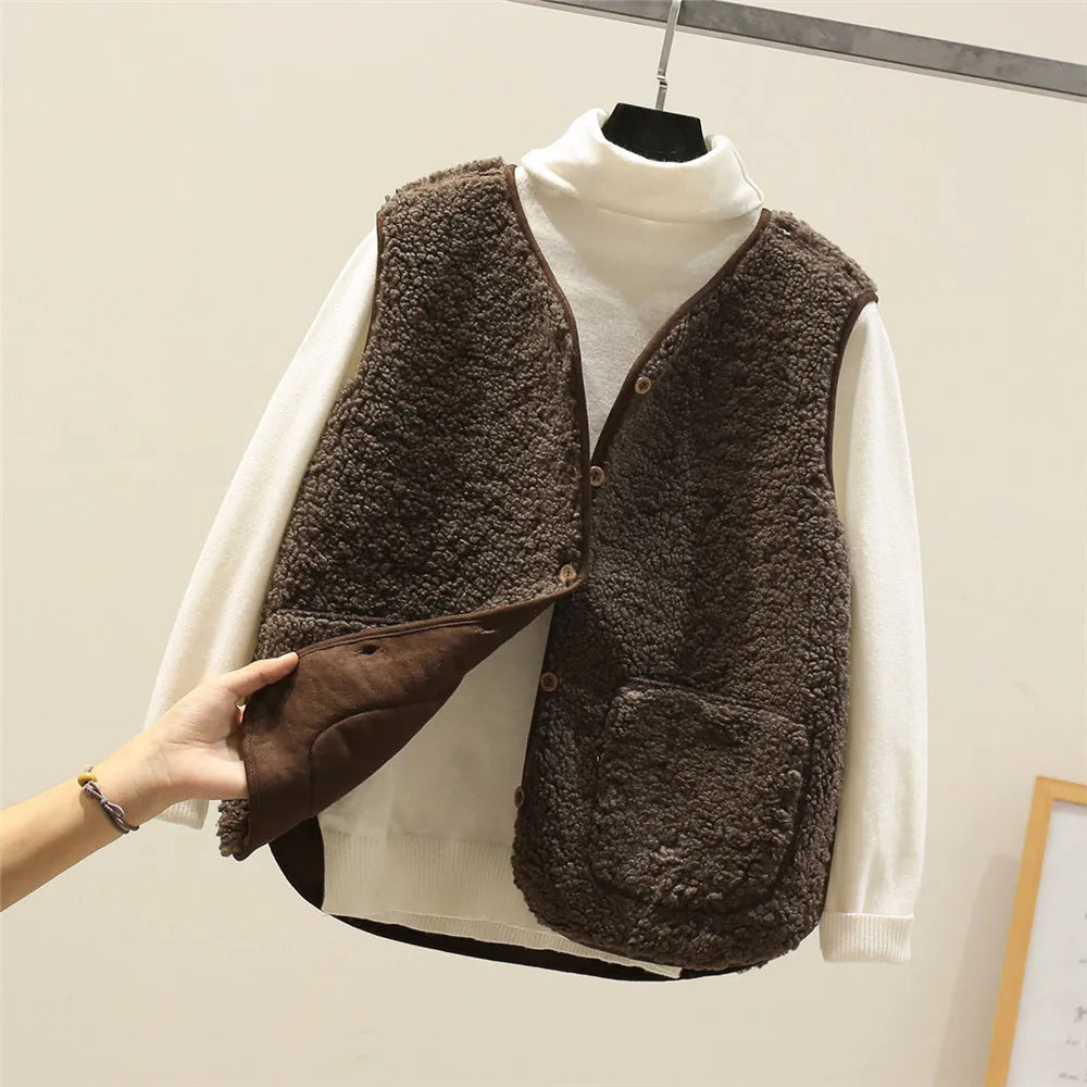 Women’s Vest and Top Set with Button Front Sleeveless Fit