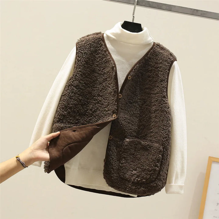 Women’s Vest and Top Set with Button Front Sleeveless Fit