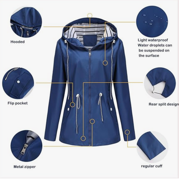 Women's Hooded Longline Jacket with Zipper and Drawstring