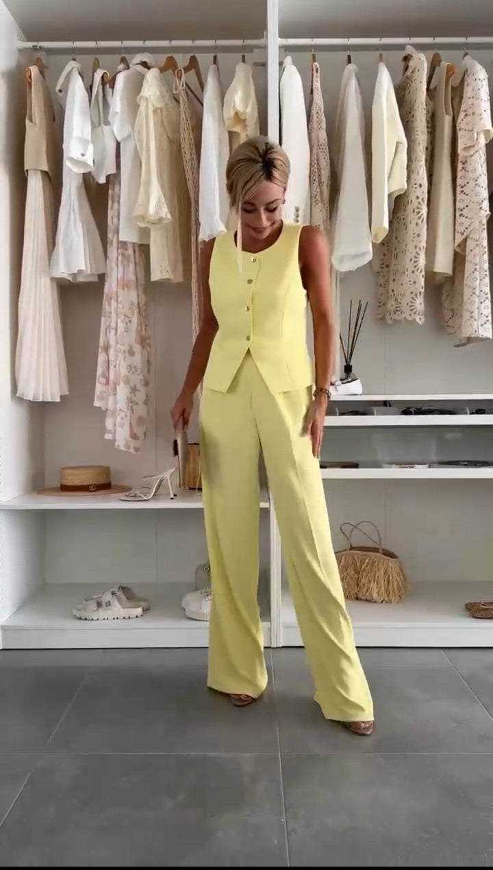 Women’s Vest and Trouser Set with Sleeveless Top Straight Leg