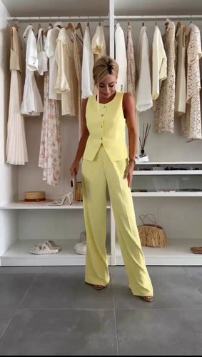 Women’s Vest and Trouser Set with Sleeveless Top Straight Leg