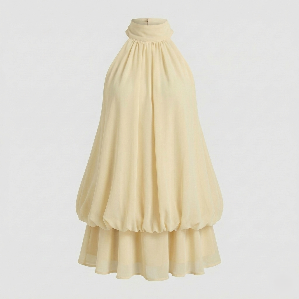 Women's sleeveless ruffle mini dress in layered look