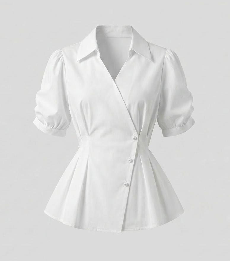 Women's Tailored Blouse Puff Sleeves