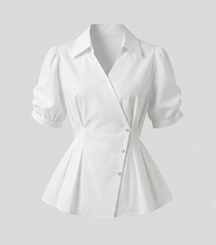 Women's Tailored Blouse Puff Sleeves