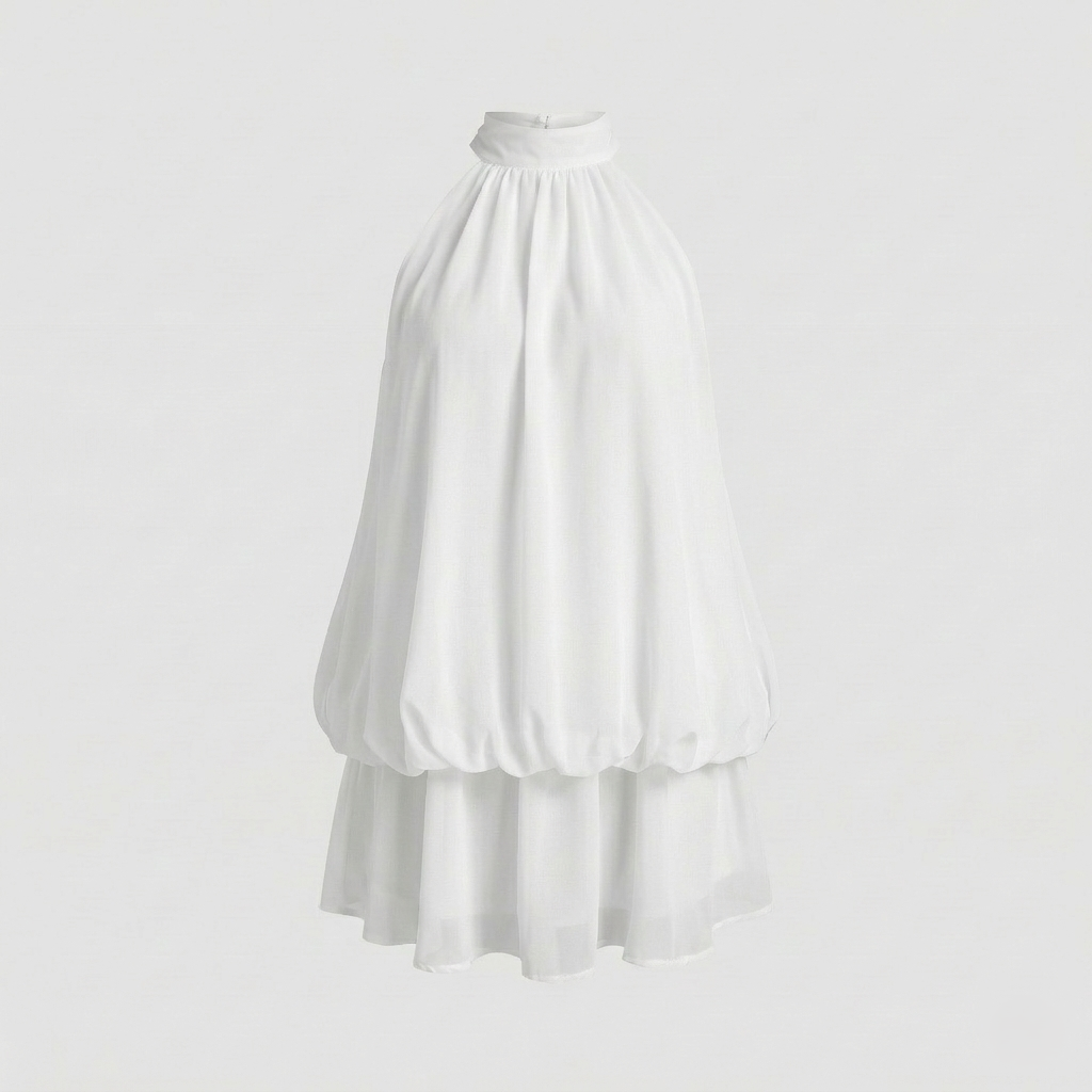 Women's sleeveless ruffle mini dress in layered look