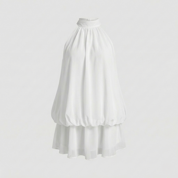 Women's sleeveless ruffle mini dress in layered look